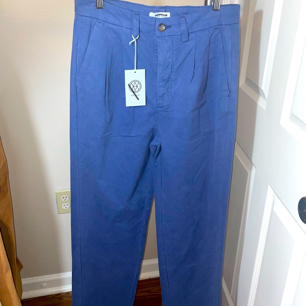 Amendi Gunnar Pleated Pants in Blue 30W x 32L